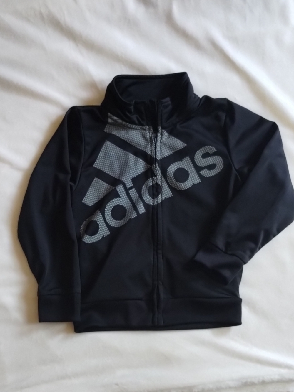 adidas Black Kids Full-Zip Hoodie with Gray Logo